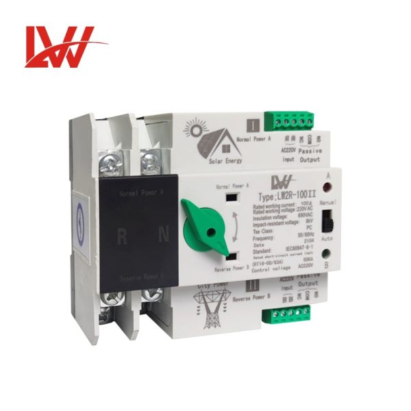 LW2R-100Ⅱ ATS PV Din Rail Series 2P - Image 2