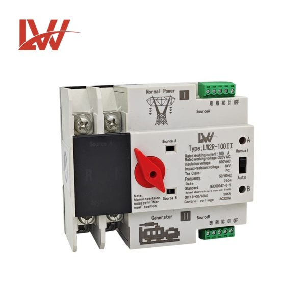 LW2R-100Ⅱ ATS Din Rail Series for Generator 2P - Image 2