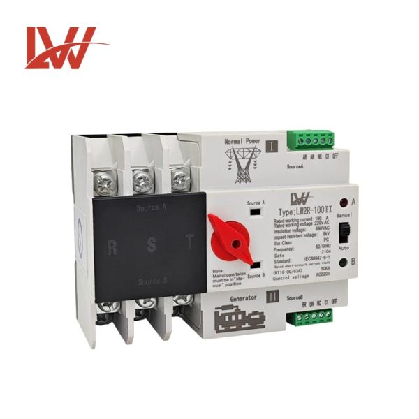 LW2R-100Ⅱ ATS Din Rail Series for Generator 3P - Image 2